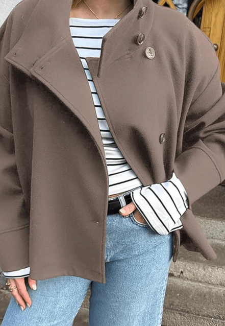 Stand Collar Single-Breasted Jacket