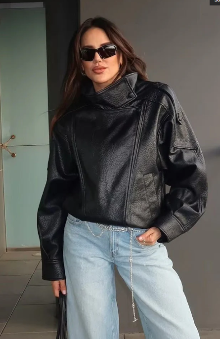 Relaxed Asymmetrical Zip-Up Jacket