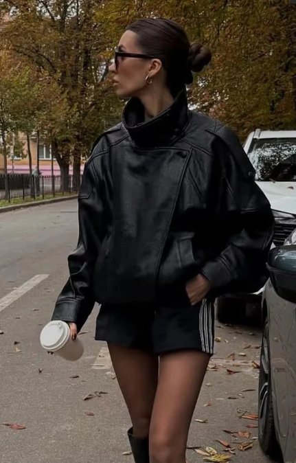 Relaxed Asymmetrical Zip-Up Jacket