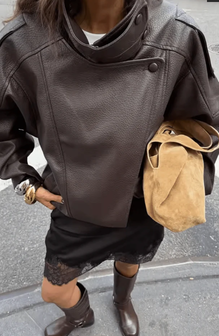 Relaxed Asymmetrical Zip-Up Jacket