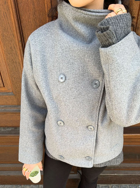 Stand Collar Double-Breasted Jacket