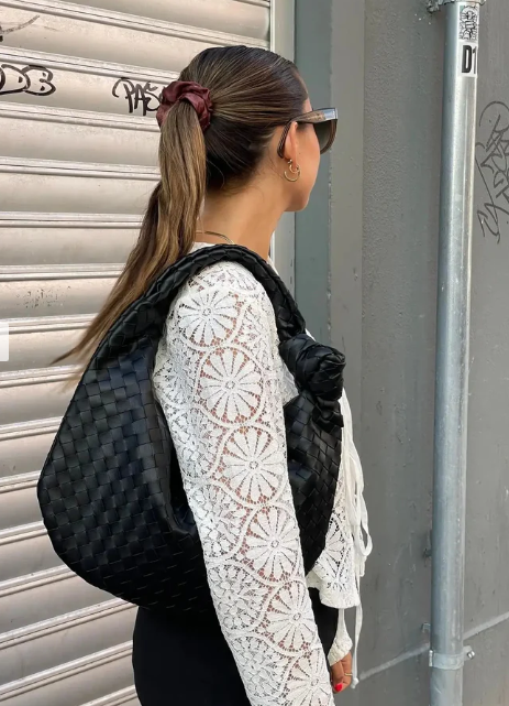Medium Knotted Handle Woven Bag