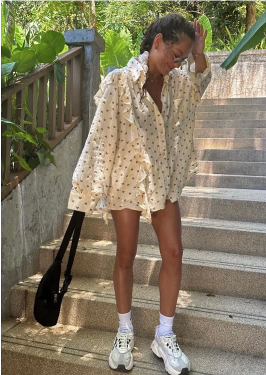 Women's Ruffled Shirt Set