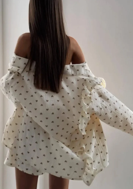 Women's Ruffled Shirt Set