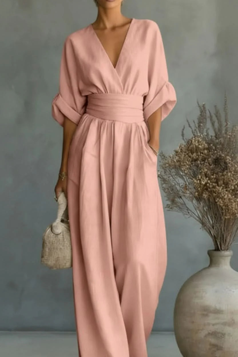 V-Neck Wide-Leg Jumpsuit