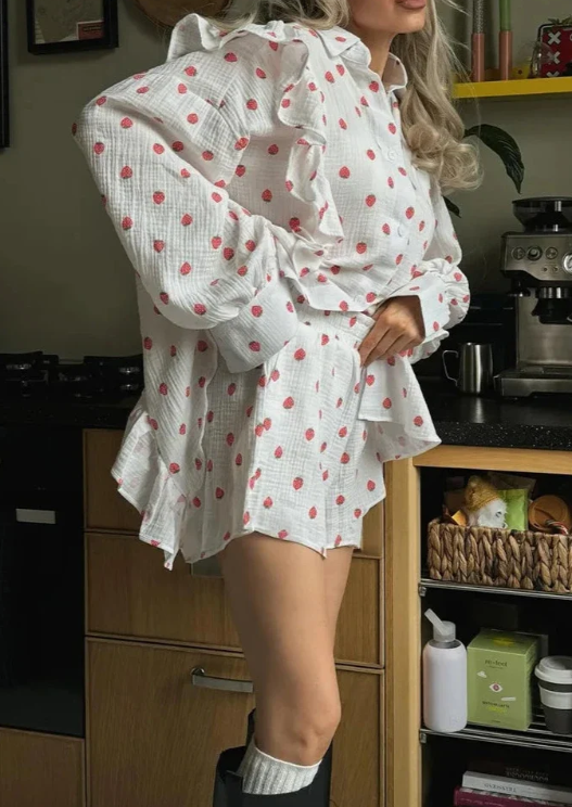 Women's Ruffled Shirt Set
