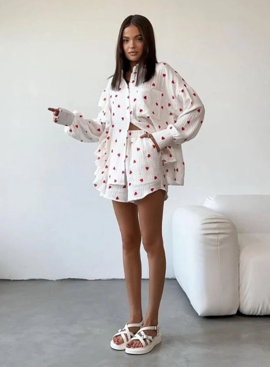 Women's Ruffled Shirt Set