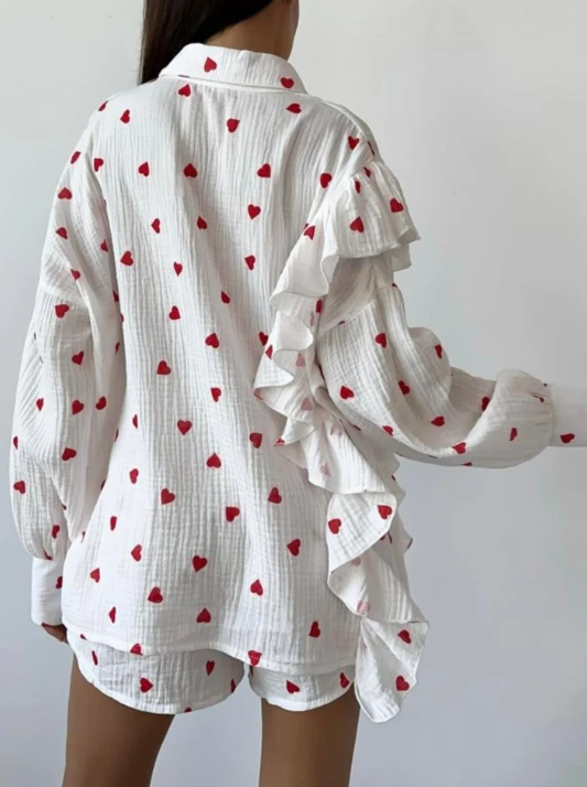 Women's Ruffled Shirt Set