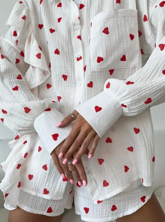 Women's Ruffled Shirt Set