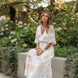 V-Neck Bohemian Print Maxi Dress