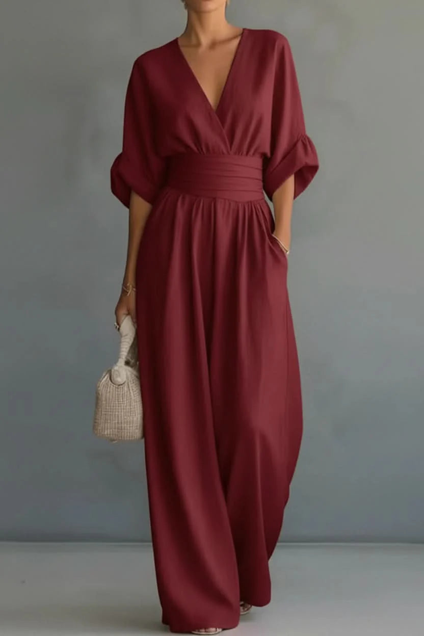 V-Neck Wide-Leg Jumpsuit