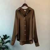 Long Sleeve Satin Shirt Blouse