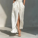 Cross-Halter Front Slit Maxi