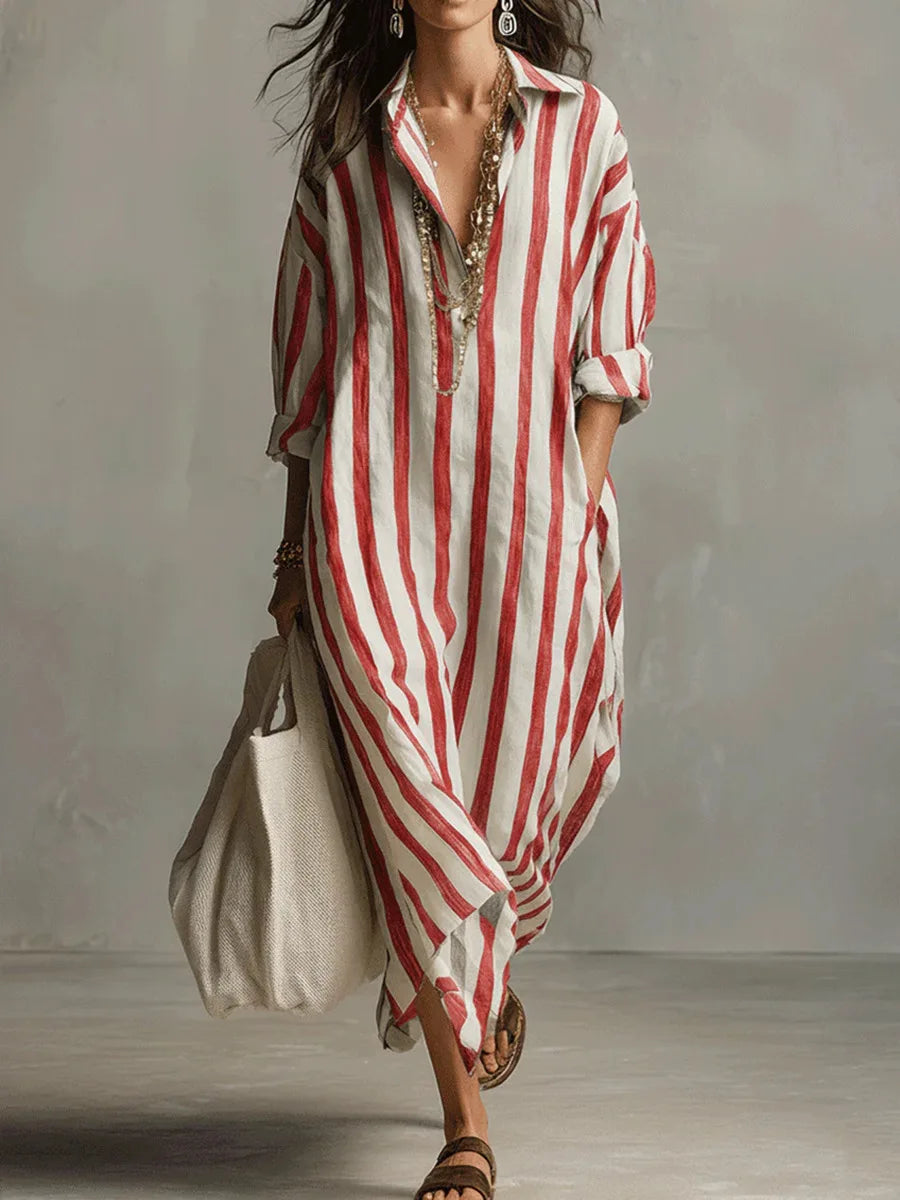 Striped Oversized Shirt Maxi Dress