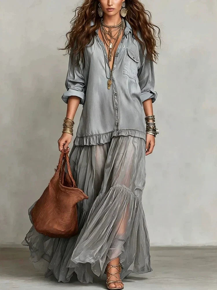 Button-Front Layered Maxi