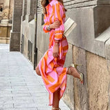 Printed Wrap Shirt Dress