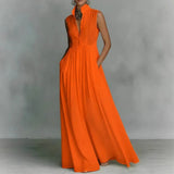Sleeveless Stand Collar Maxi
