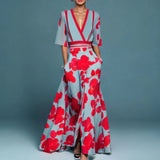 Floral V-Neck Wrap Maxi Dress