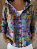 Women's Hooded Geometric Cardigan
