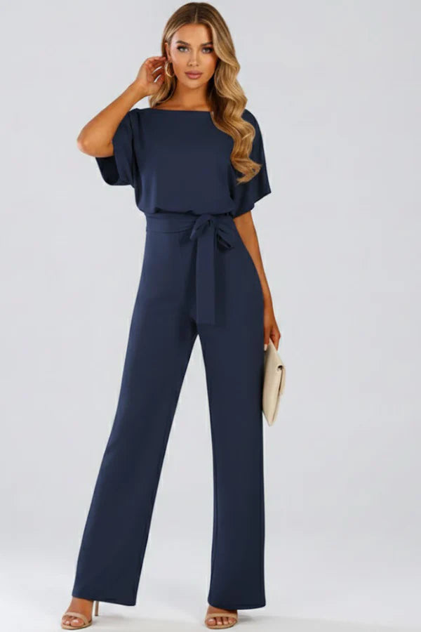 Jumpsuit with Belt and Wide Legs