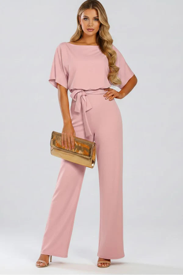 Jumpsuit with Belt and Wide Legs