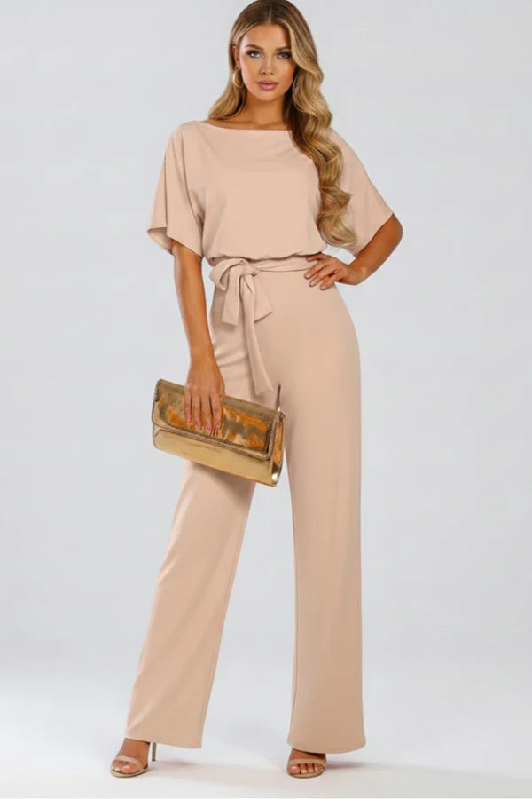 Jumpsuit with Belt and Wide Legs