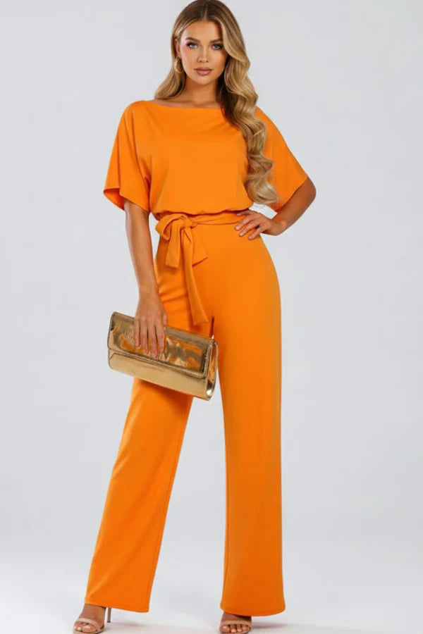 Jumpsuit with Belt and Wide Legs