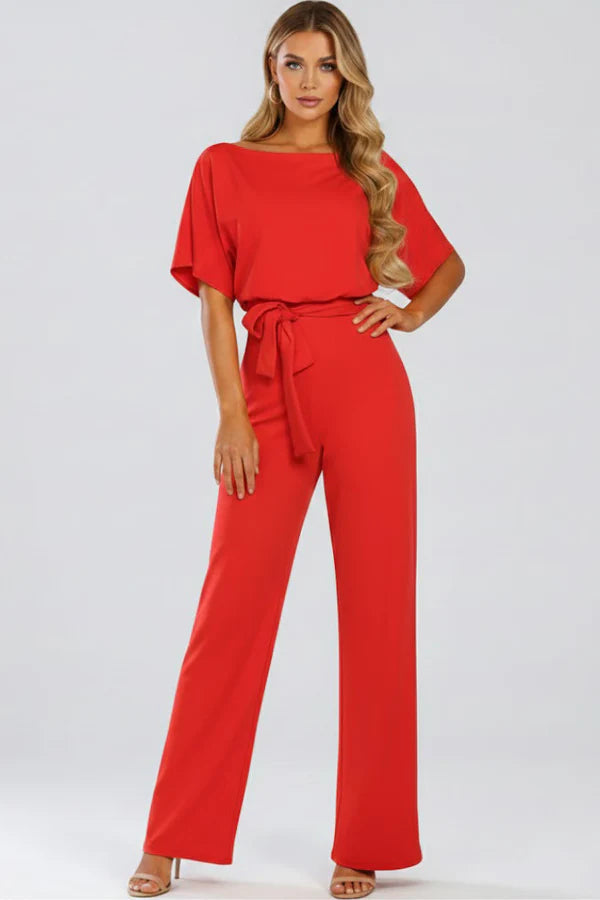 Jumpsuit with Belt and Wide Legs