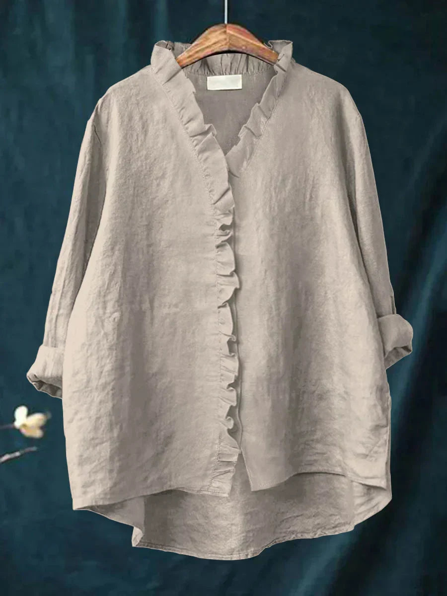 Casual Ruffle Button-Front Shirt