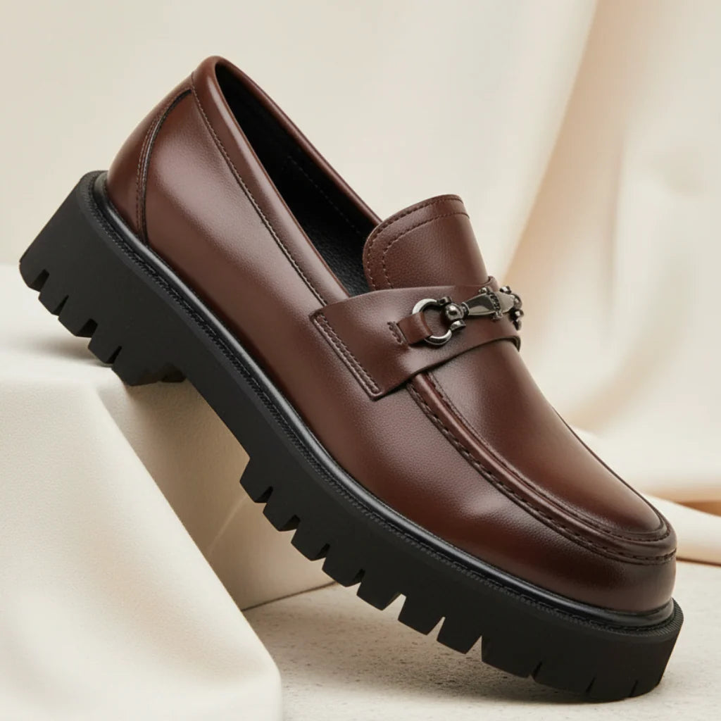 Metal-Buckle Lug Sole Loafers