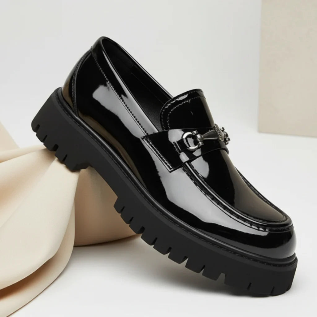 Metal-Buckle Lug Sole Loafers