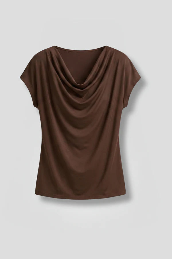 Cowl Neck Draped Front Blouse