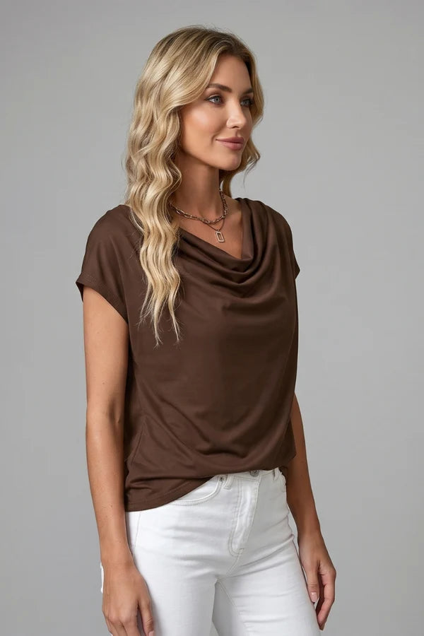 Cowl Neck Draped Front Blouse