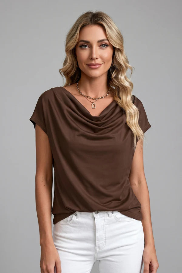 Cowl Neck Draped Front Blouse