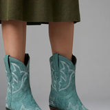 Embroidered Mid-Calf Western Boots