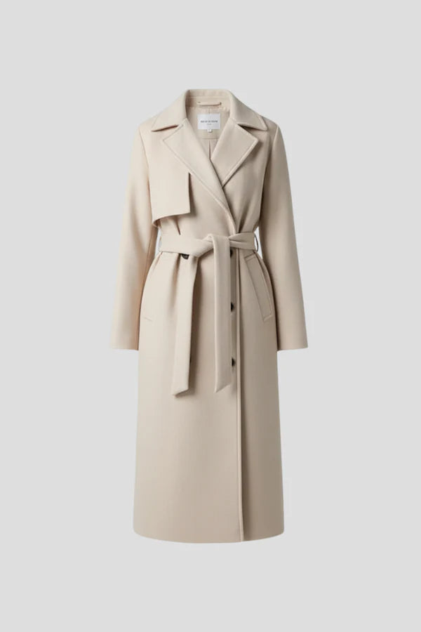 Double-Breasted Long Coat with Belt