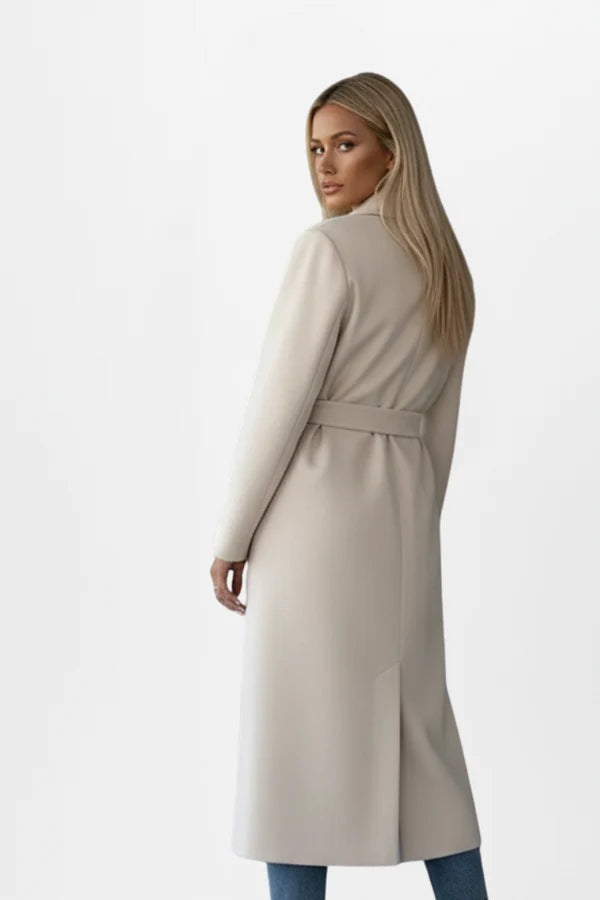 Double-Breasted Long Coat with Belt
