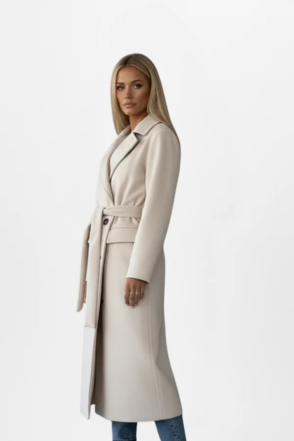 Double-Breasted Long Coat with Belt