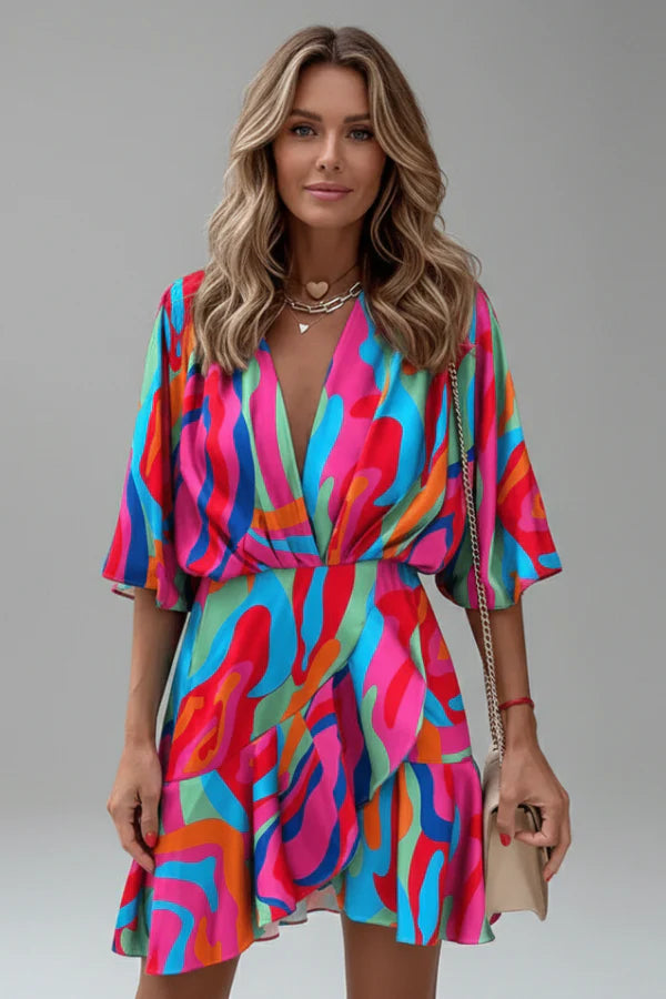 Batwing Tie-Waist Mini Dress