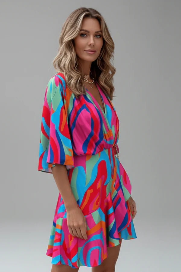 Batwing Tie-Waist Mini Dress