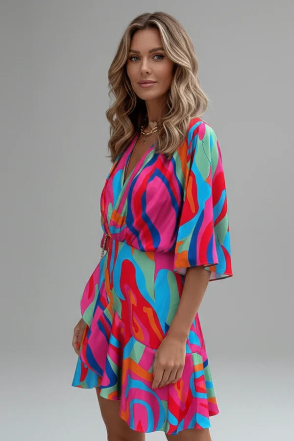 Batwing Tie-Waist Mini Dress