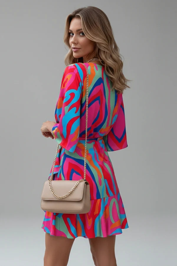 Batwing Tie-Waist Mini Dress