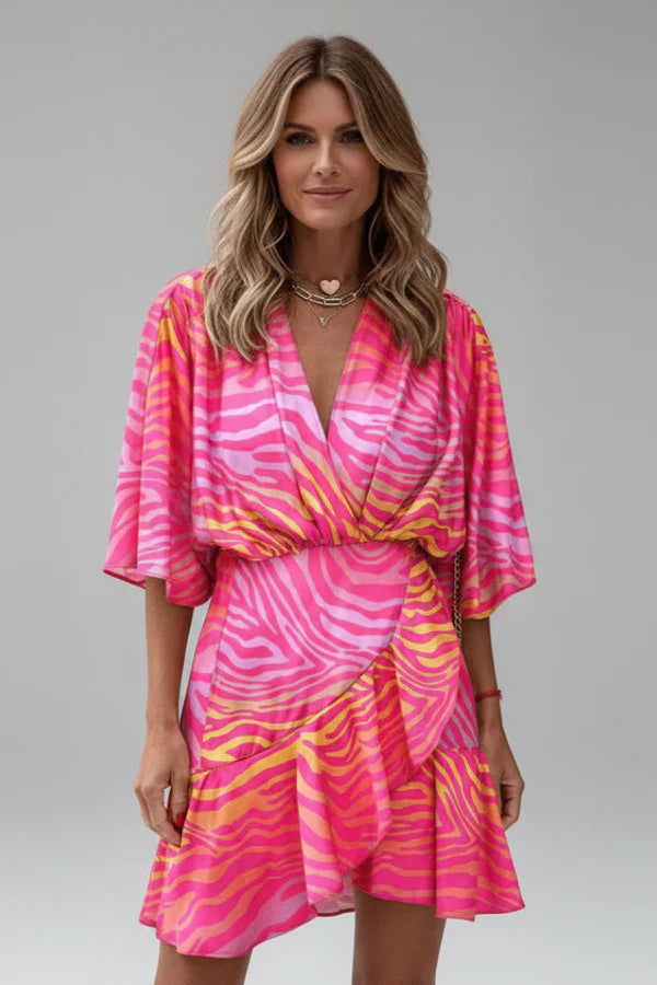 Batwing Tie-Waist Mini Dress