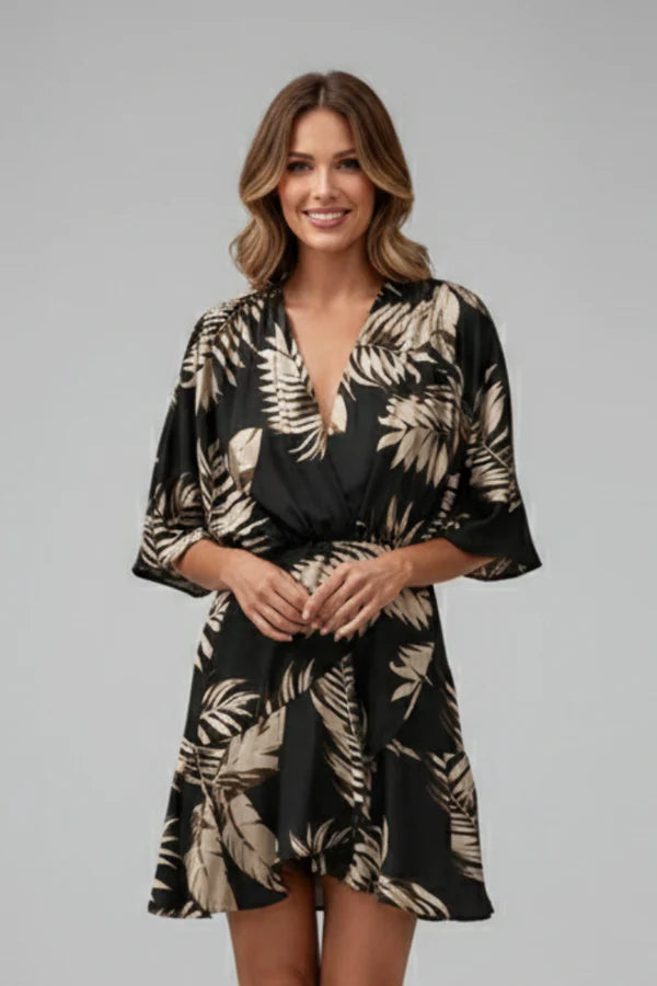Batwing Tie-Waist Mini Dress
