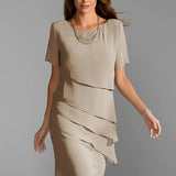 Short Sleeve Layered Front Dress