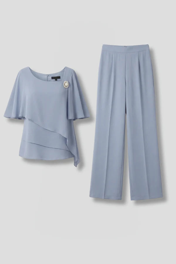 Layered Top and Straight Trouser Set