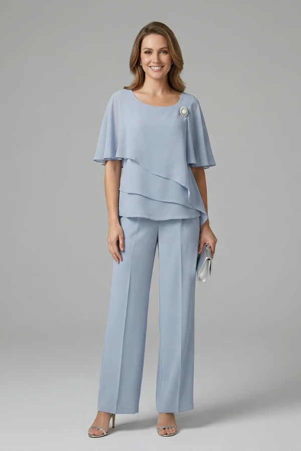 Layered Top and Straight Trouser Set