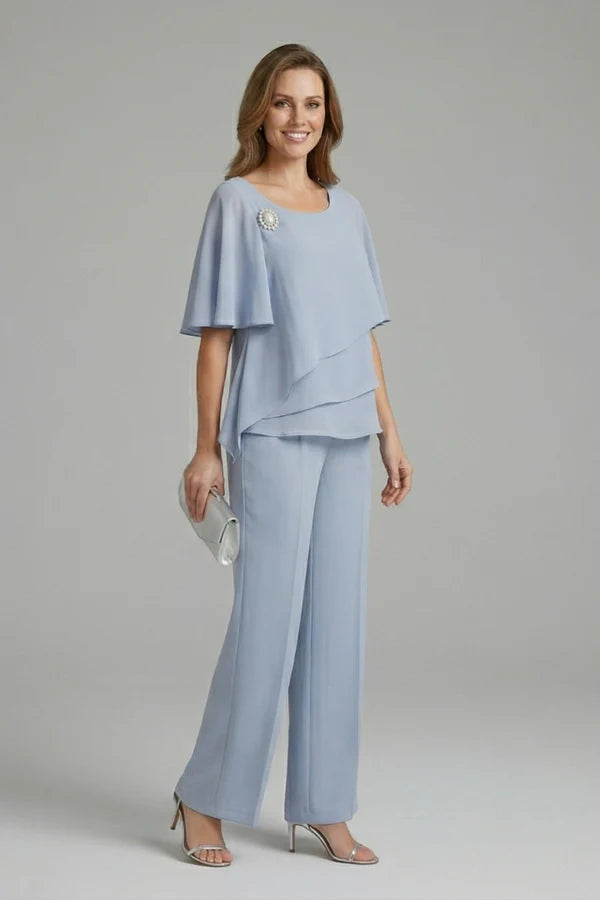 Layered Top and Straight Trouser Set