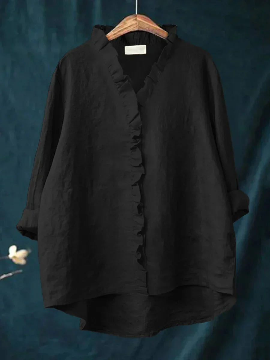 Casual Ruffle Button-Front Shirt