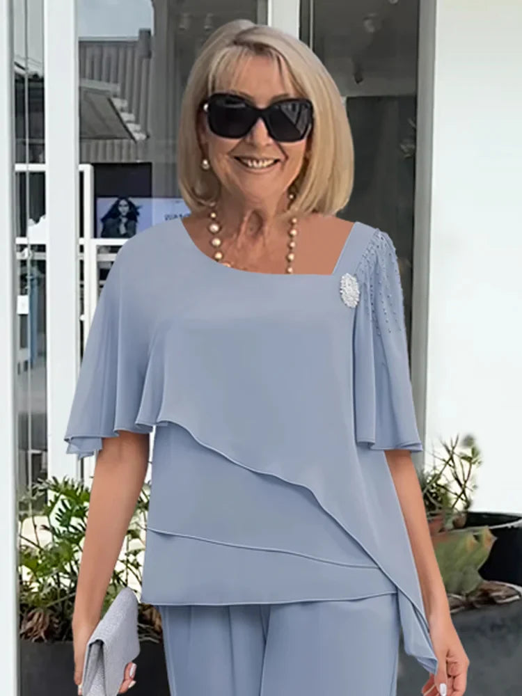 Cape Top and Trouser Two-Piece Set
